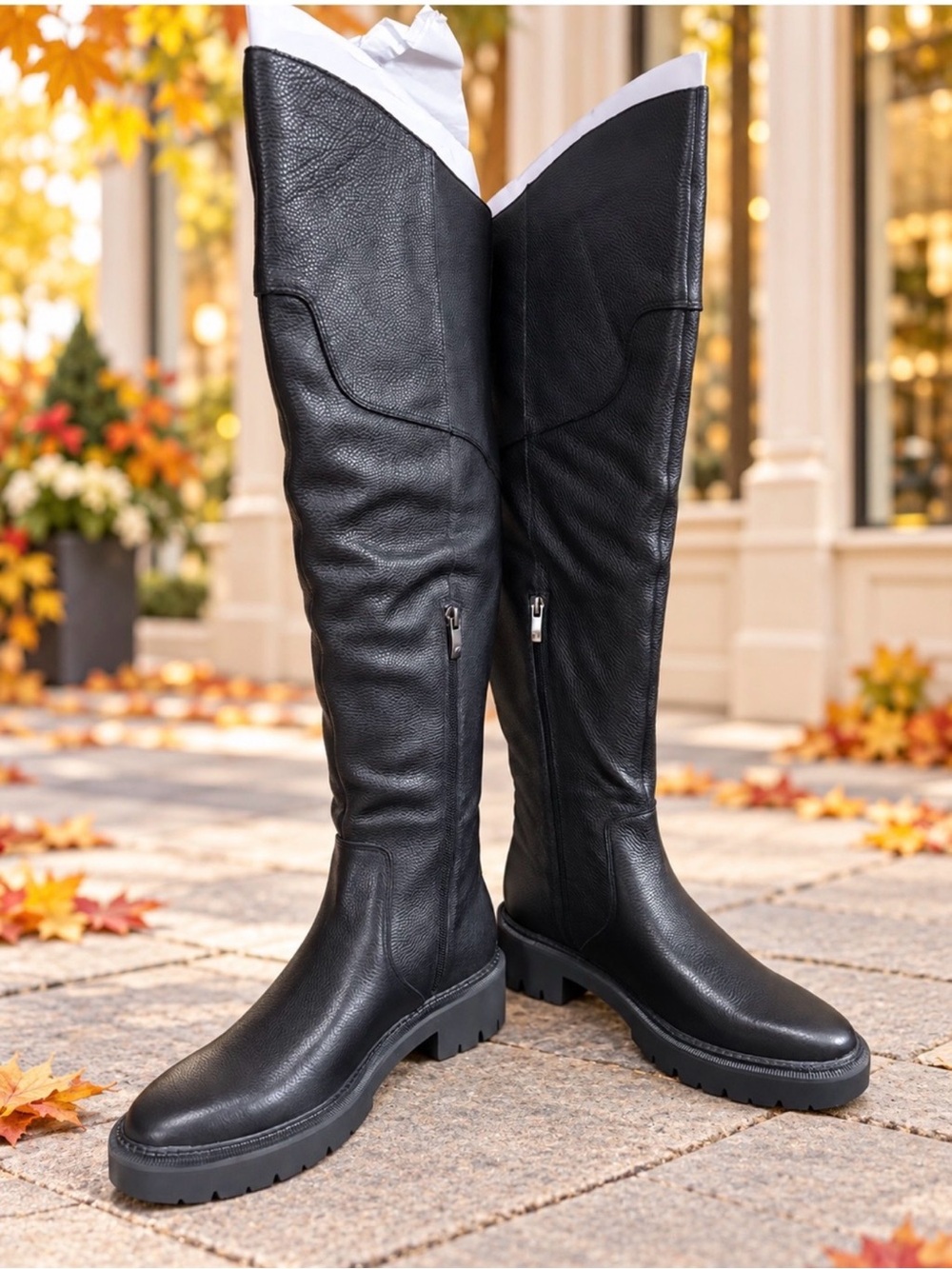 Naturalizer Scarlet, Black Over-the-Knee Leather Boots Size 9.5M